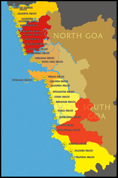 map of goa and beaches