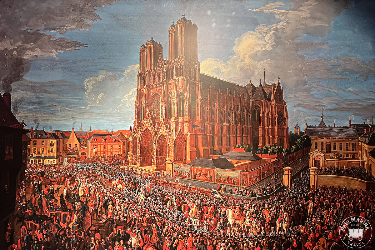 picture of the coronation of the king at Reims cathedral