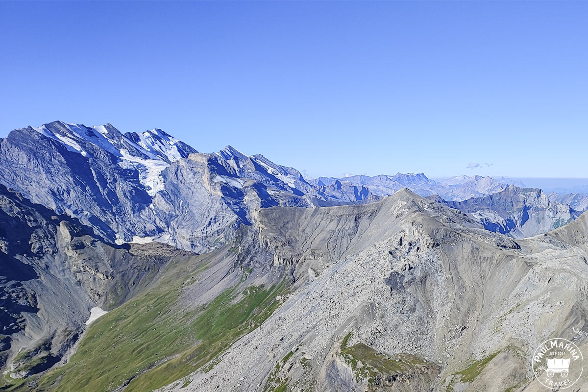 View from the Schilthorn summit to the Swiss alps