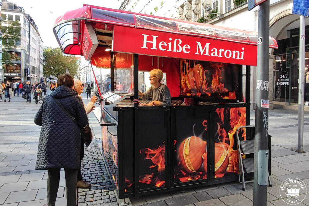 Hot Maroni chestnuts street food autumn specialty