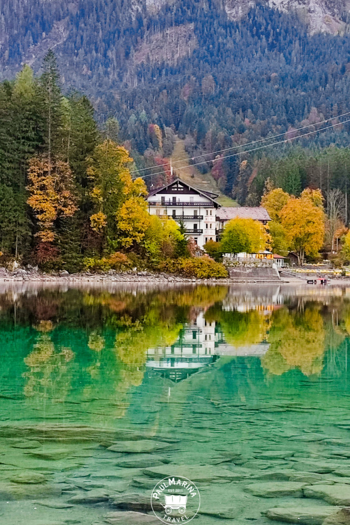 green eibsee with fall foliage