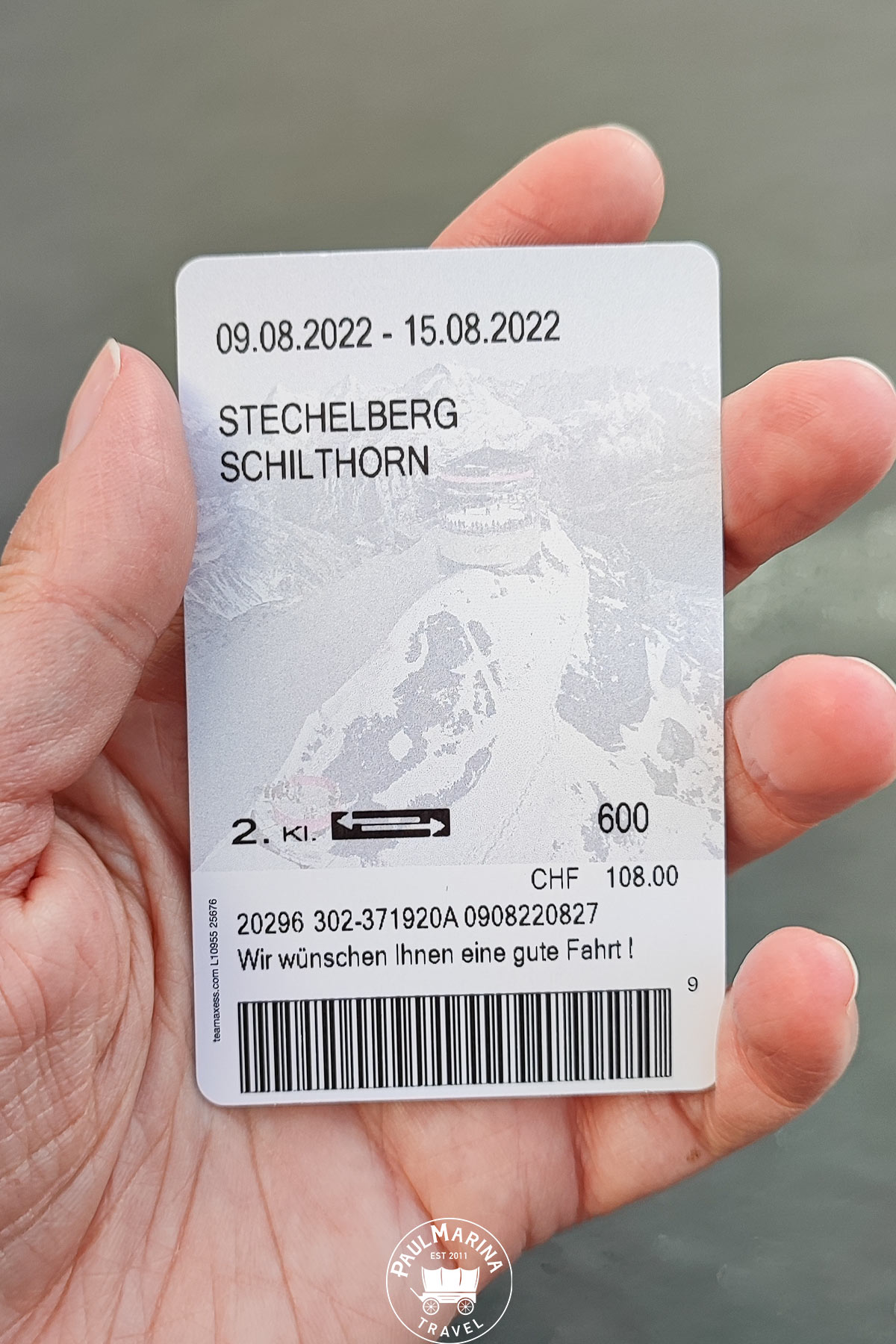 Return ticket from Stechelberg to Schilthorn