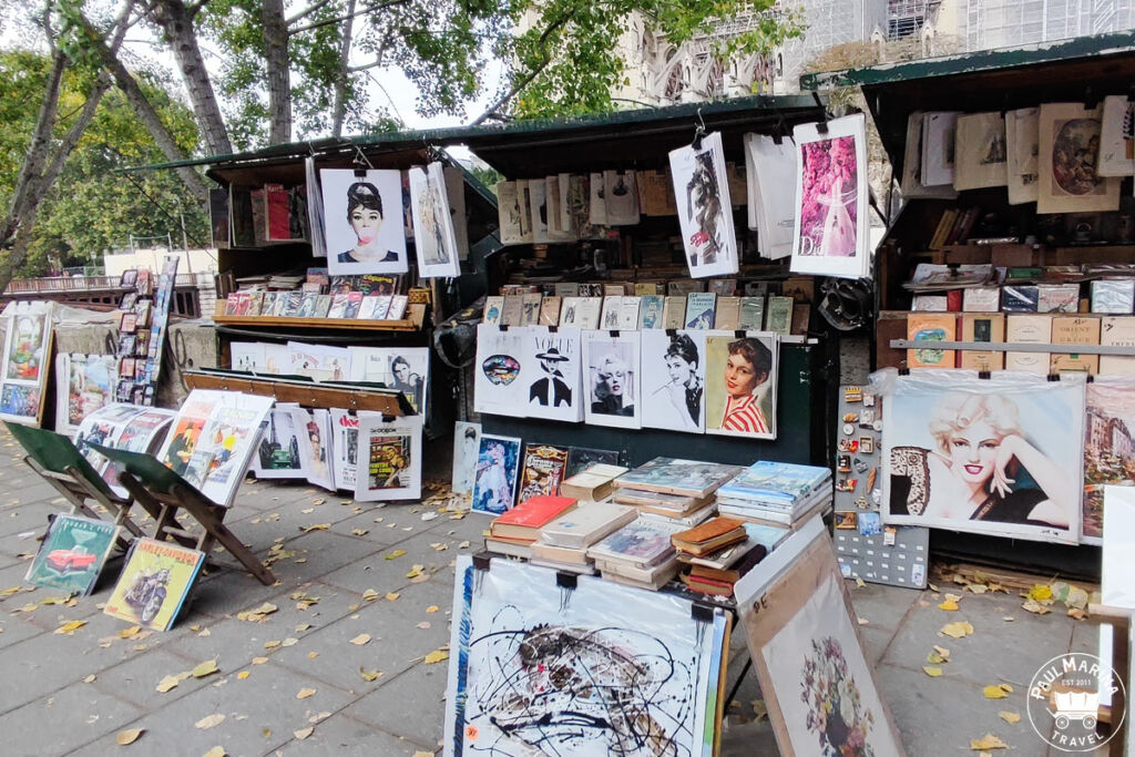 Artist corners at the Latin Quarter opposite the river banks of the Cathedral Paris