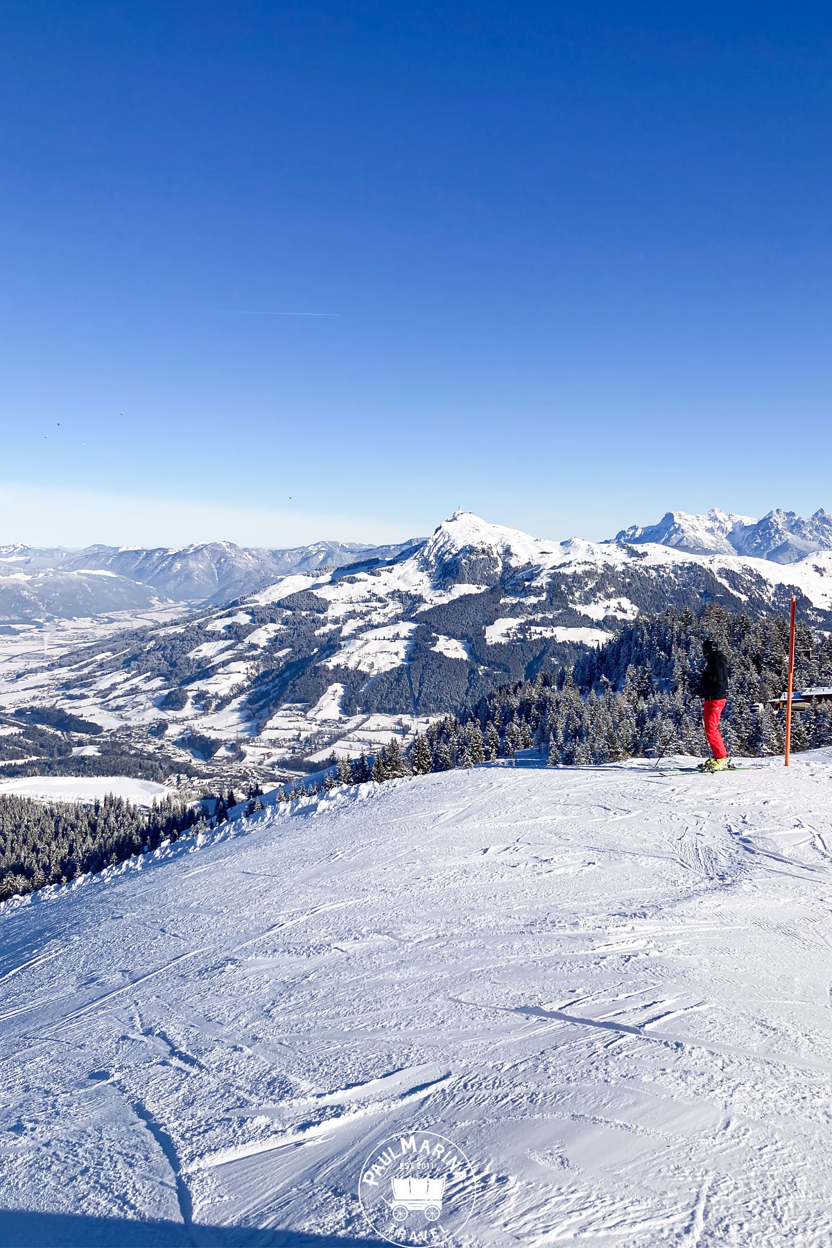 View of Kitzbühel and surrounding towns from the slopes