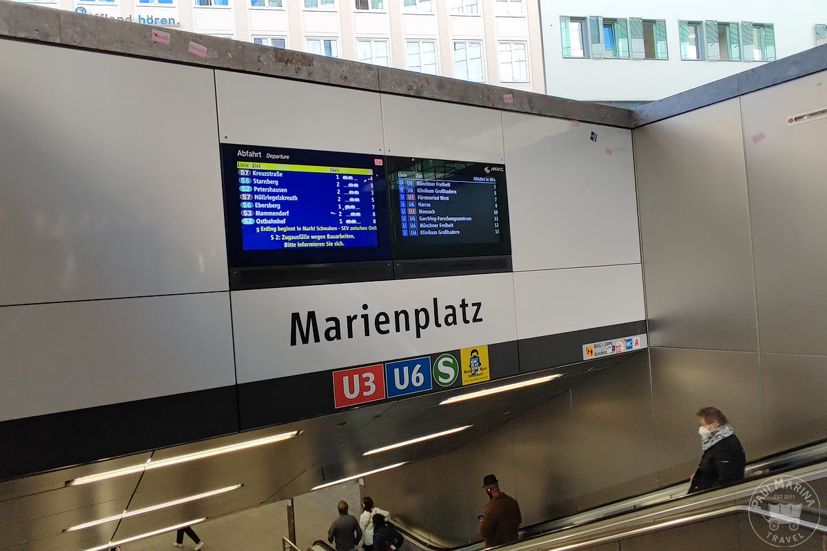 Marienplatz underground station entry point with subway and S-Bahn connections