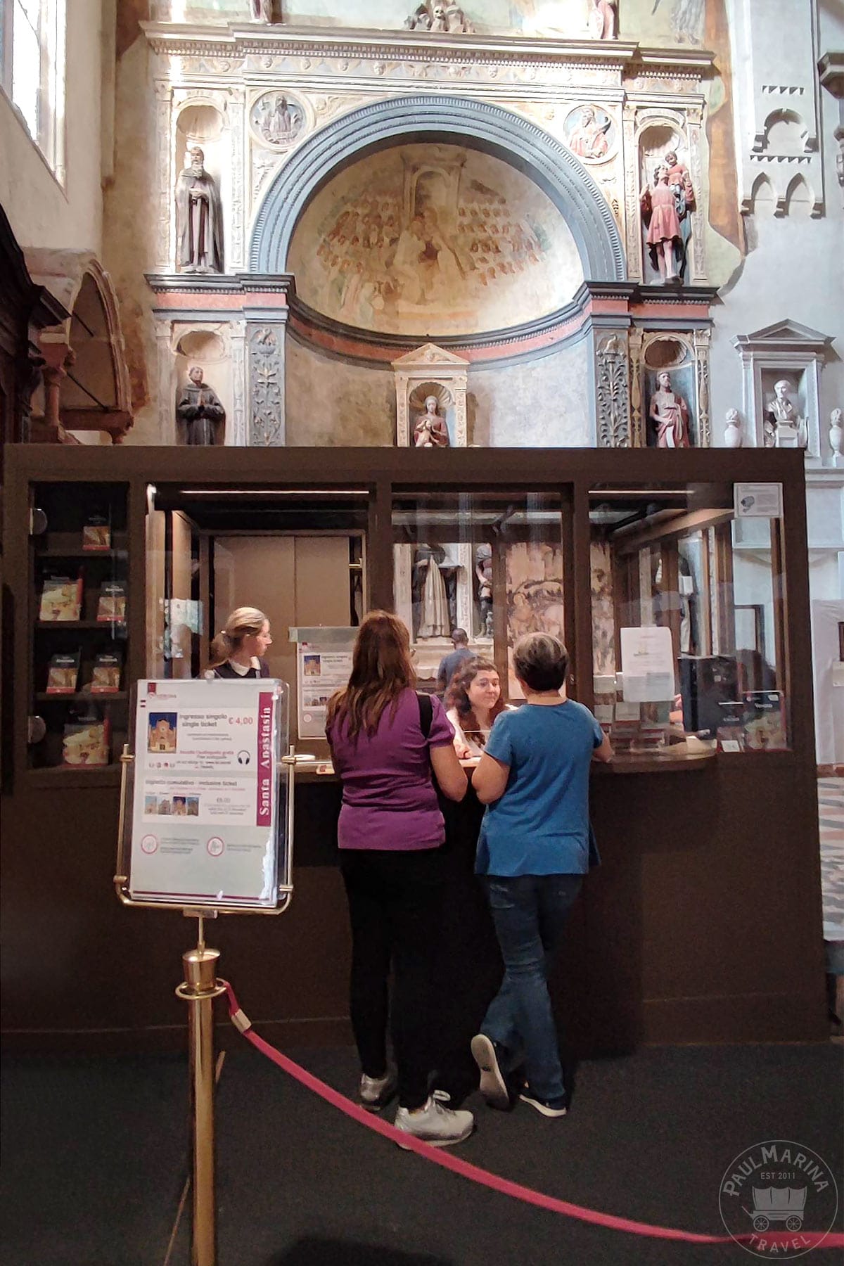 Ticket Counter at the Santa Anastasia Basilica in Verona, Italy
