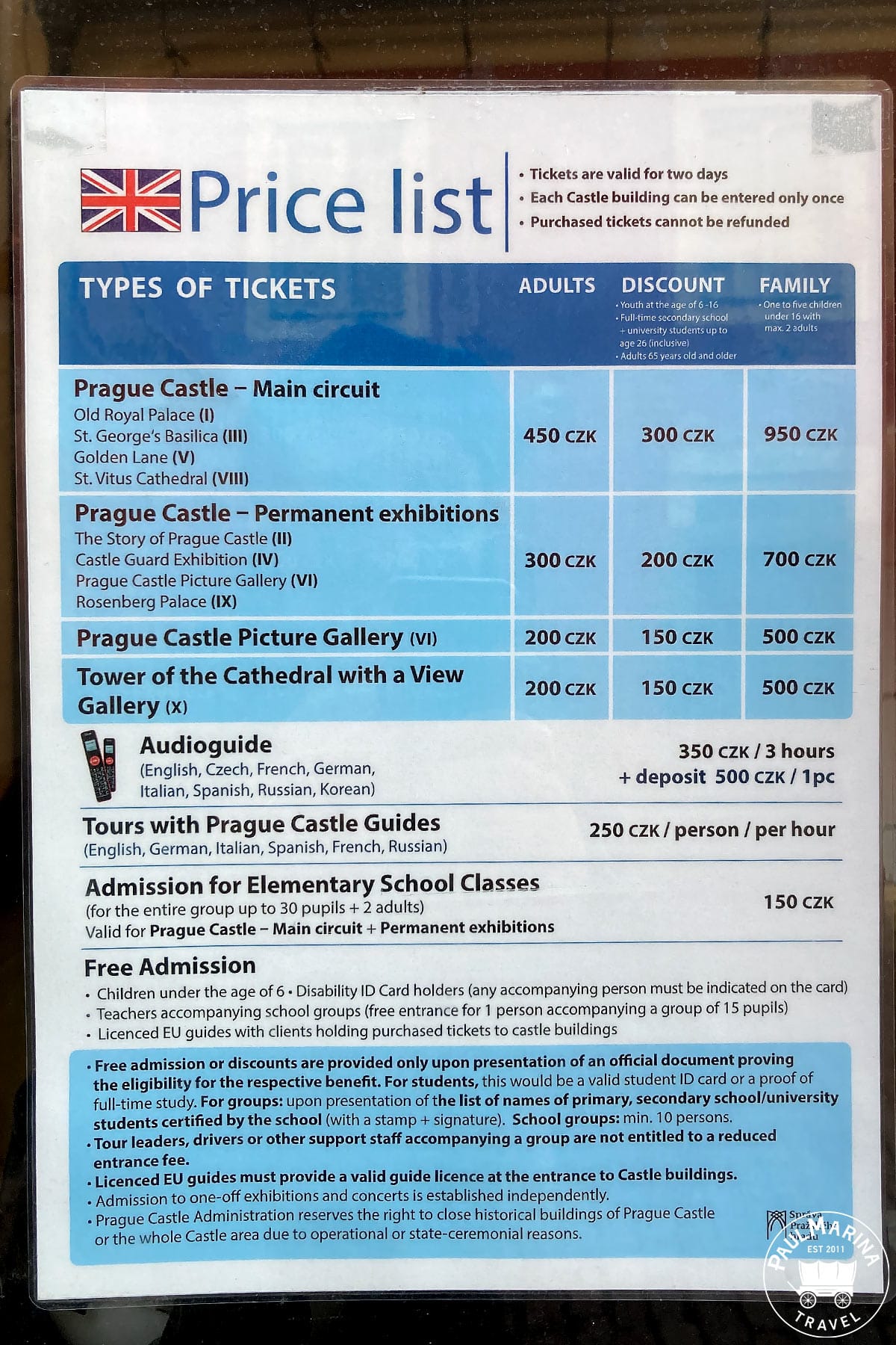Golden Lane Price List