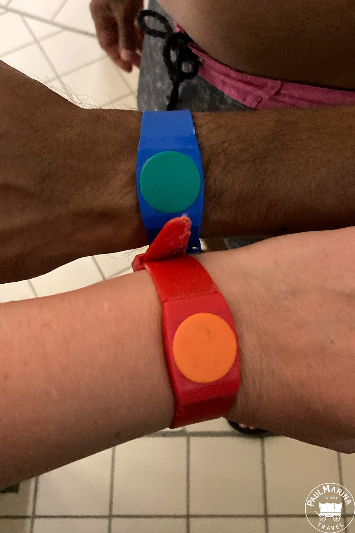 Bracelets to access the Gellért bathing complex. One of the two is for the changing room (more expensive ticket)