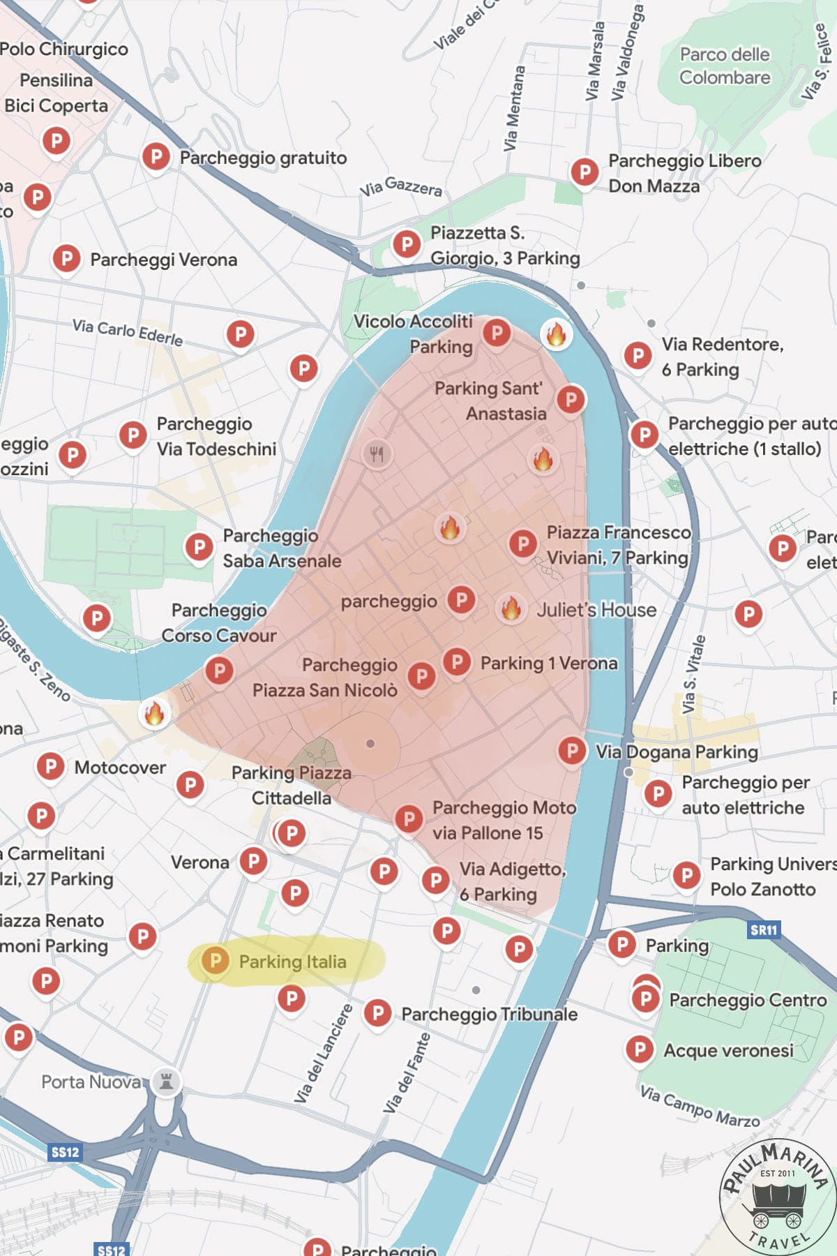 ZTL and Parking Map Verona