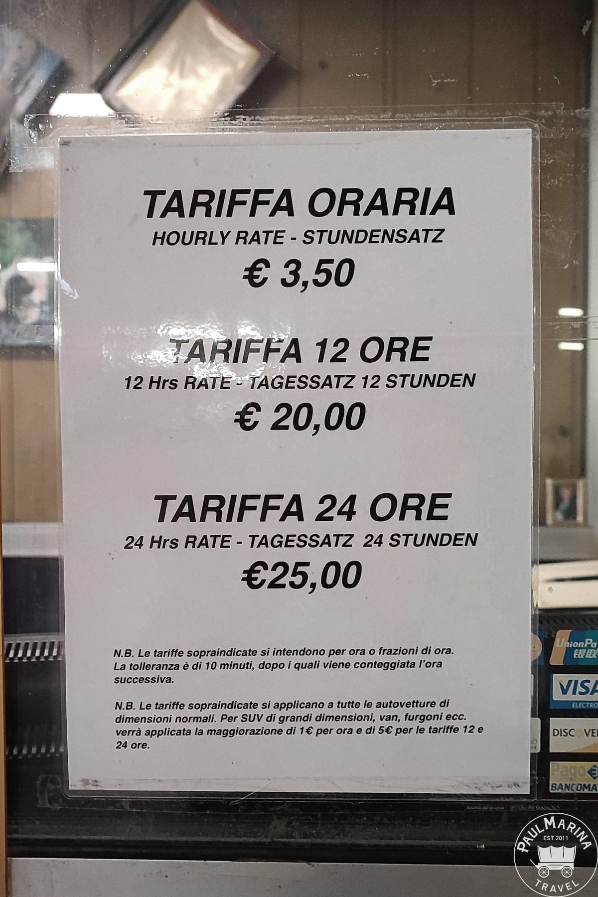 Italia Garage Parking rates