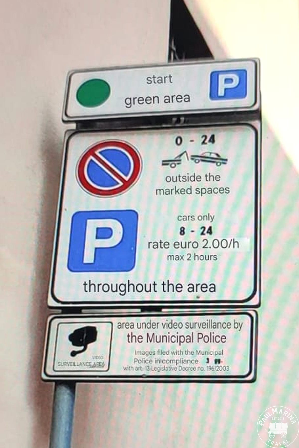 Verona street parking translated with Google Language