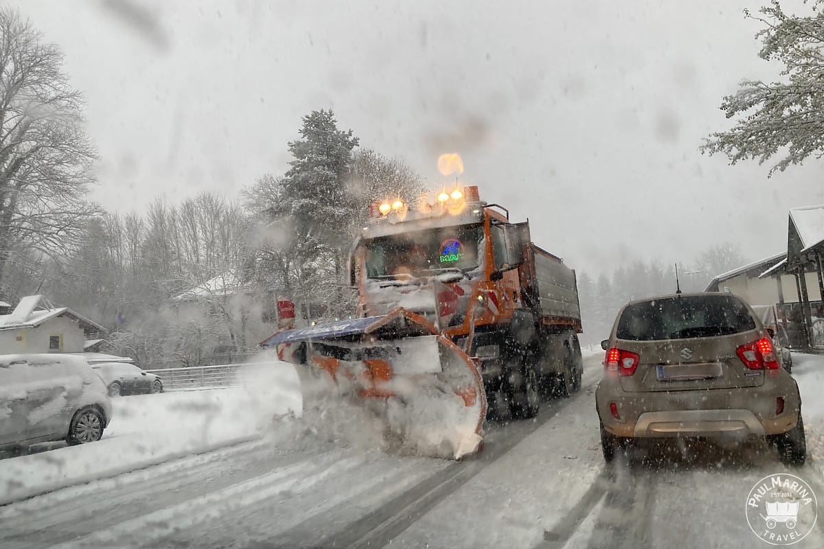 Road snow maintenance in winter