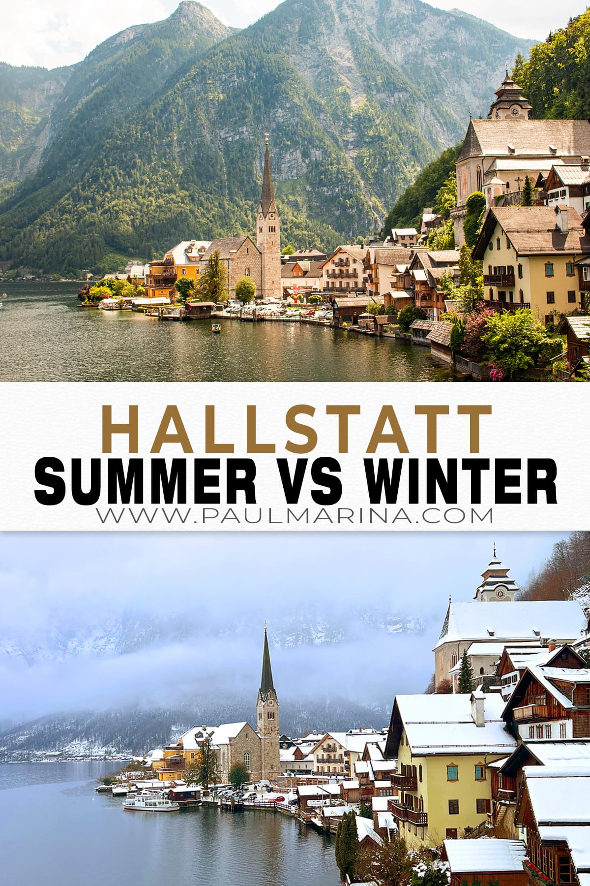 Hallstatt Summer VS Winter: When to Visit pin